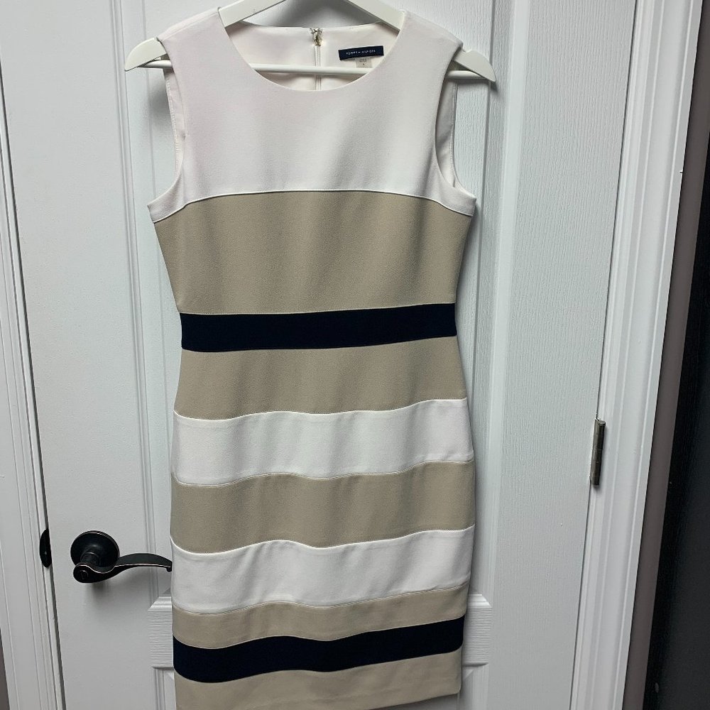 Navy White & Cream striped Dress